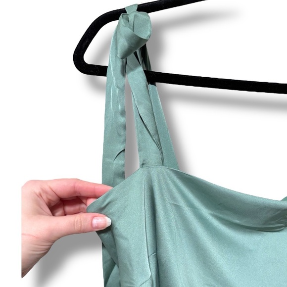 Hutch Mint Green Satin Slip Bow Shoulder Tie Midi Dress Formal Wedding Size 8 - Picture 7 of 9